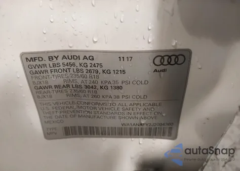 2018 Audi Q5 2.0T Premium/2.0T Tech Premium from USA, damaged, VIN WA1ANAFY2J2094360